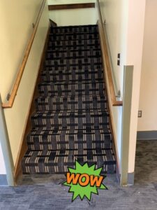 new carpet on floors and stairs in the retreat center